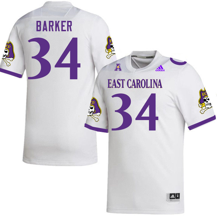 Men #34 Jackson Barker ECU Pirates College Football Jerseys Stitched-White